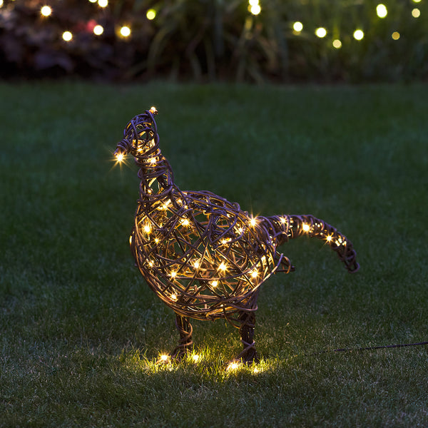 Rattan Duck & Pheasant Figure Solar Lights