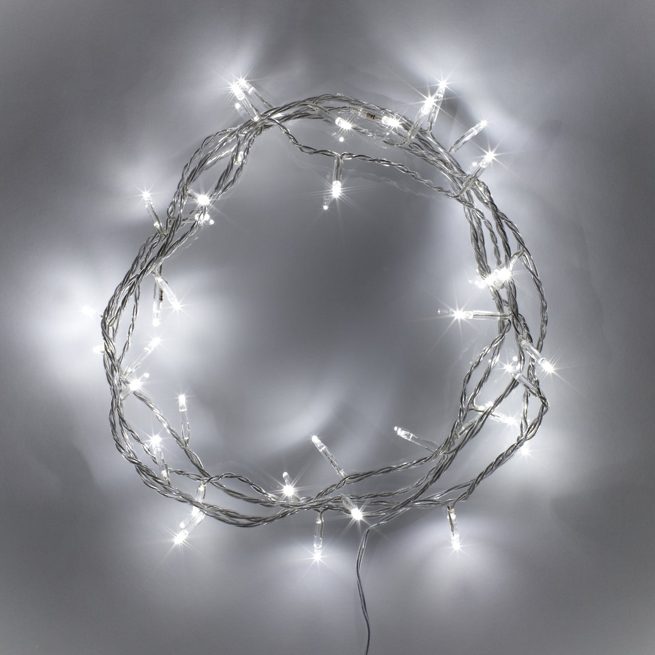 50 White LED Fairy Lights On Clear Cable