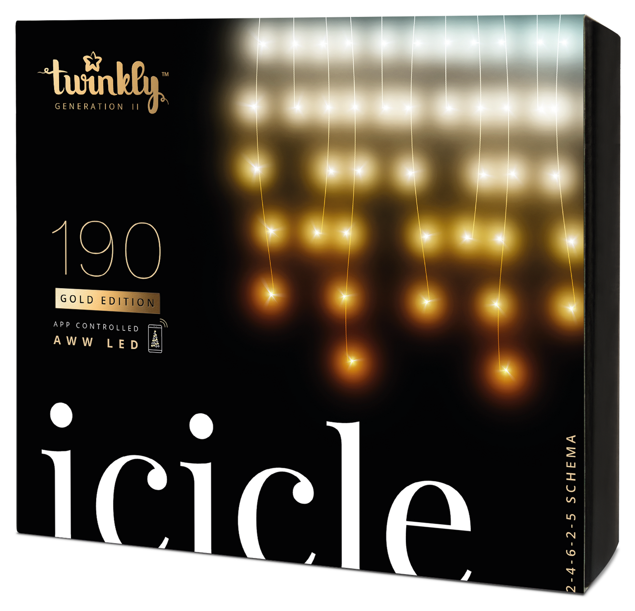5m 190 LED Twinkly Smart App Controlled Icicle Lights Gold & Silver Edition