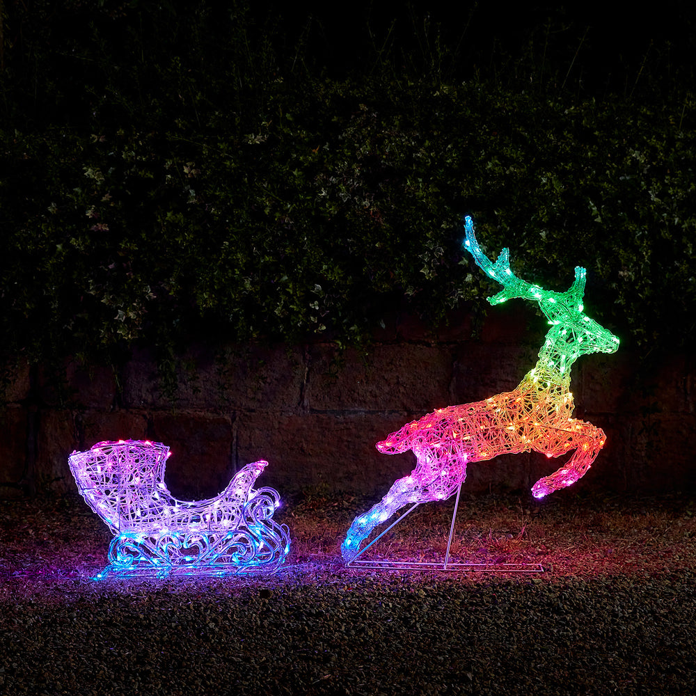 Twinkly Smart Reindeer and Sleigh Christmas Decoration