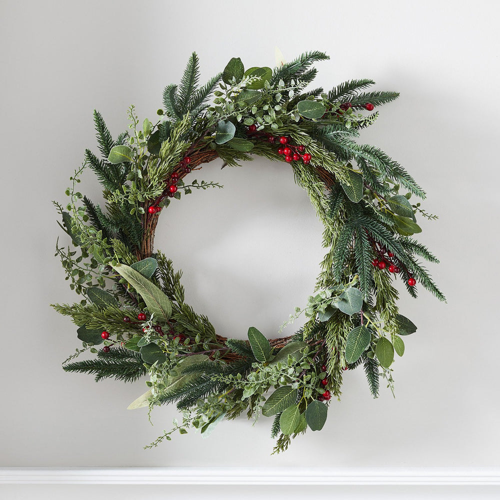 45cm Pine Advent Wreath & Slim Ivory  TruGlow® Candle Table Decoration
