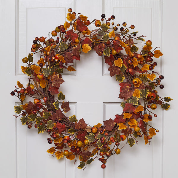Berry Autumn Wreath & TruGlow® Candle Bundle