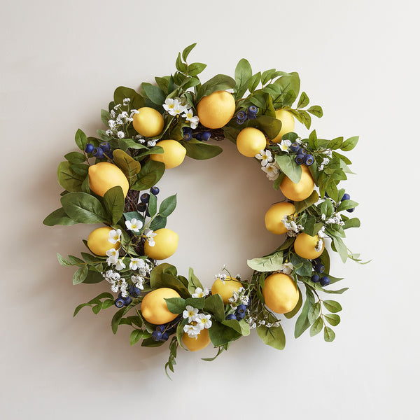 55cm Lemon Spring Wreath Micro Light Bundle