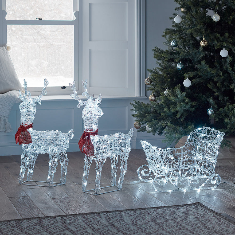 Reindeer & Sleigh Battery Christmas Figure