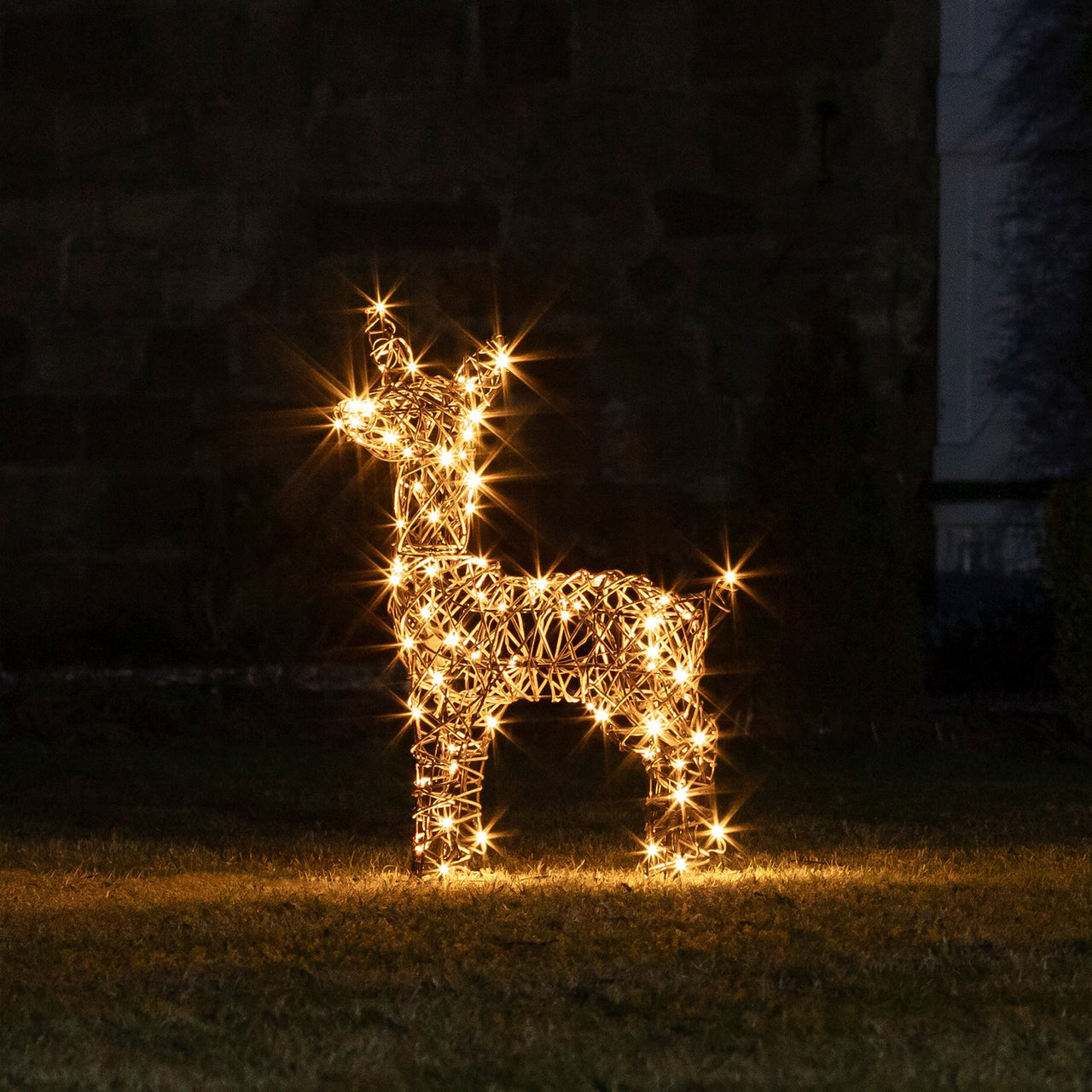 Studley Doe & Fawn Rattan Light Up Reindeer Christmas Figures 24v