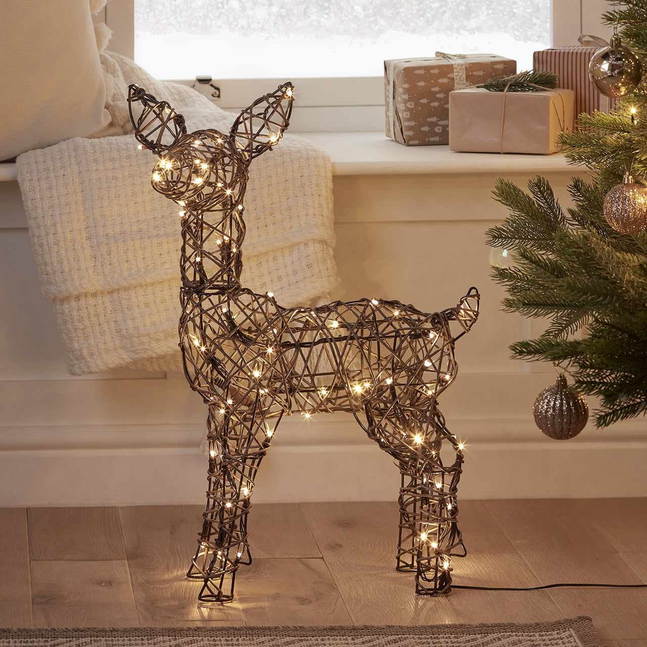 Studley Rattan Fawn Light Up Reindeer 24v