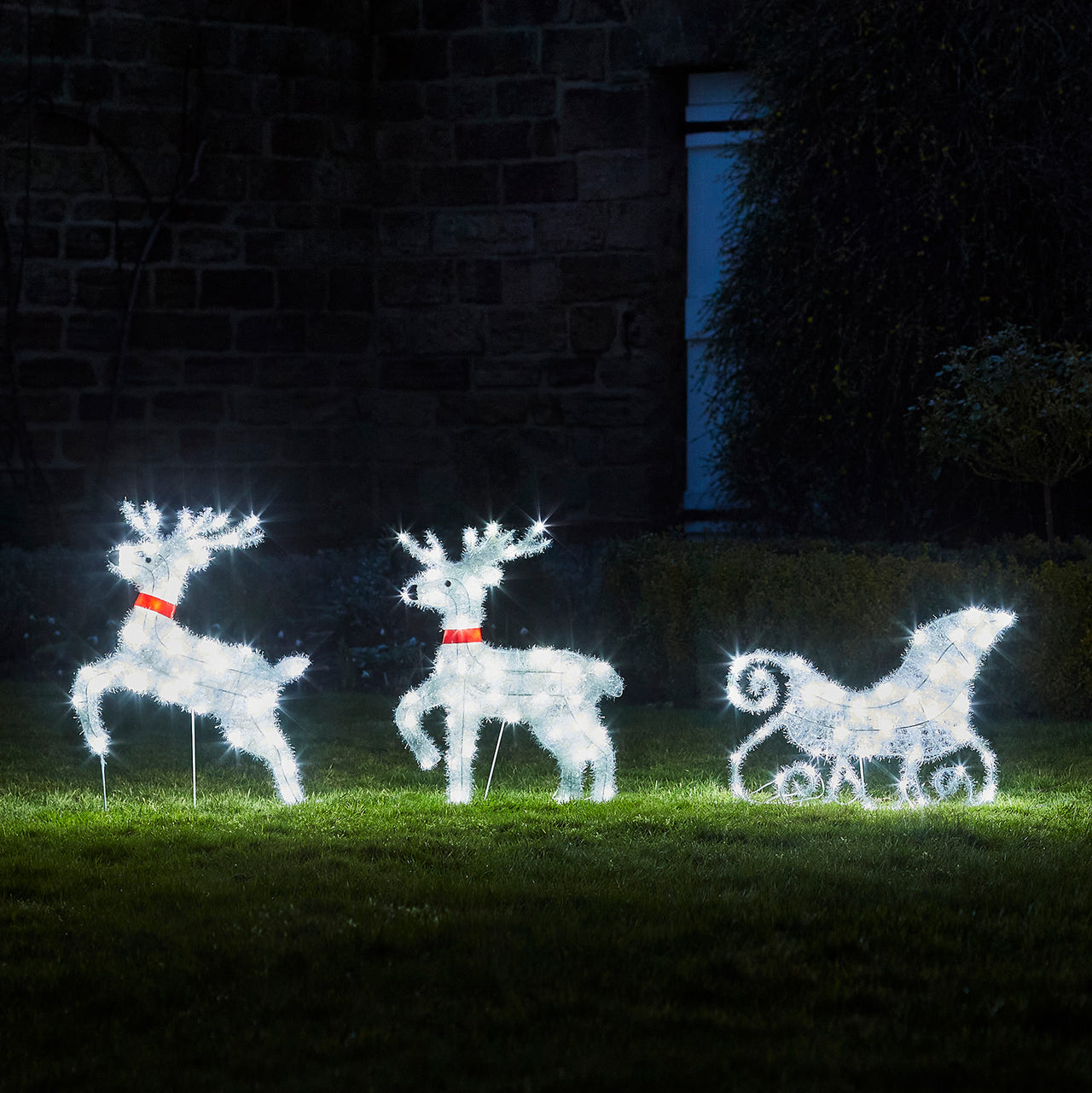 Fluffy Light Up Reindeer & Sleigh
