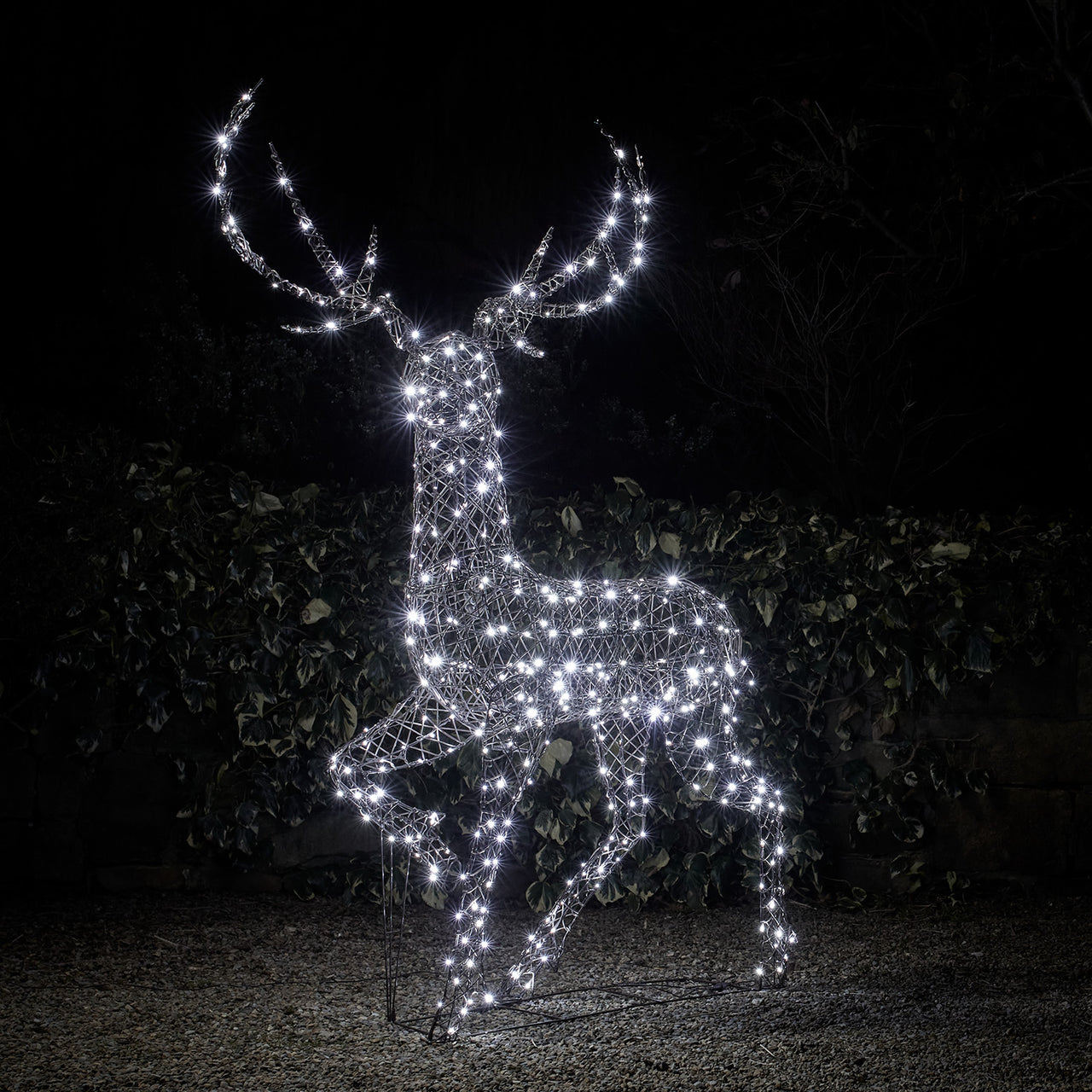 2m Studley Rattan Stag Dual Colour LED Light Up Reindeer 24v