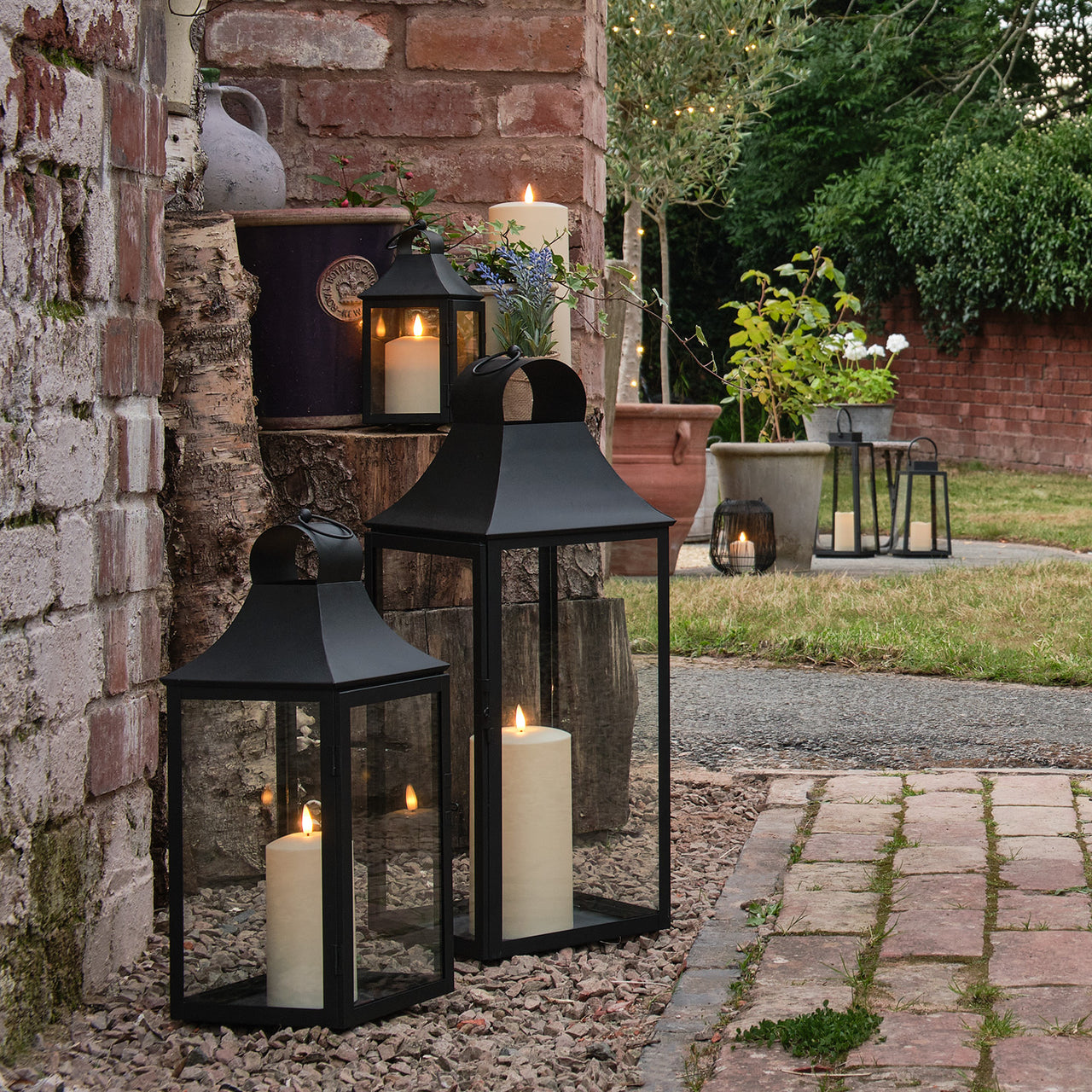 45cm Albury Black Garden Lantern with TruGlow® Candle